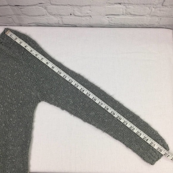 Monteau Los Angeles Grey Swiss Dot Lace Hem Boat Neck Pullover Sweater L - Picture 11 of 16